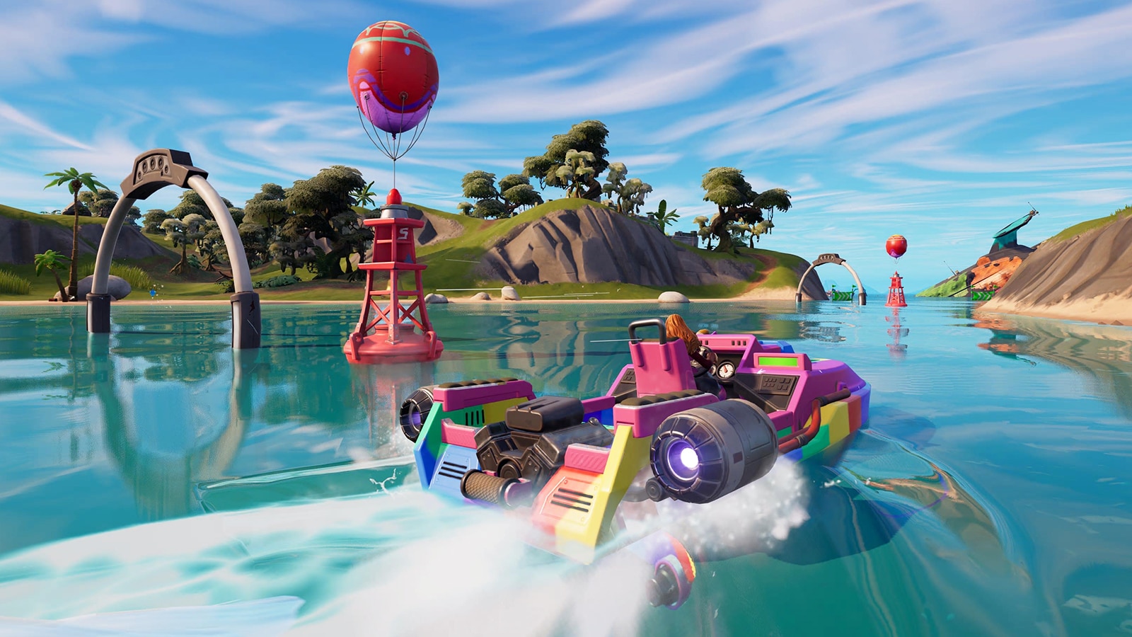 Fortnite Large Sea Buoys Destroy Motorboat Missiles 49