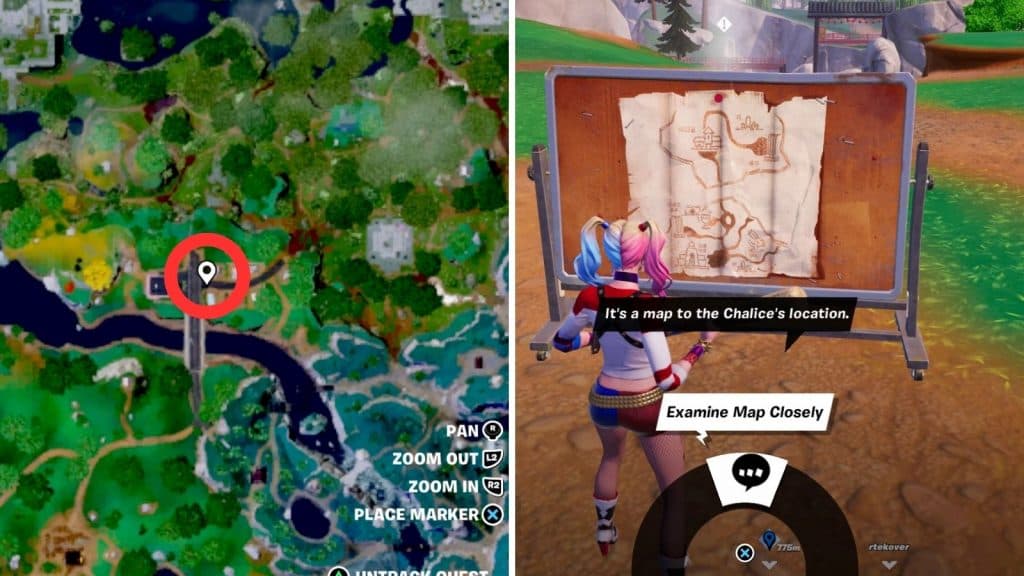 Come individuare il Calice utilizzando la mappa di Aura in Fortnite.
