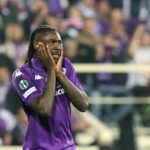 Fiorentina's foward Moise Kean gesture during Uefa conference league League semi finals ACF Fiorentina vs Real Betis at Artemio Franchi Stadium in Florence, Italy, 8 May 2025 ANSA/CLAUDIO GIOVANNINI
