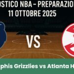 Partita NBA di preparazione tra Memphis Grizzlies e Atlanta Hawks sul campo da basket.