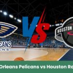 Logo New Orleans Pelicans e Houston Rockets su campo da basket per la partita NBA di preparazione del 13 ottobre 2025.