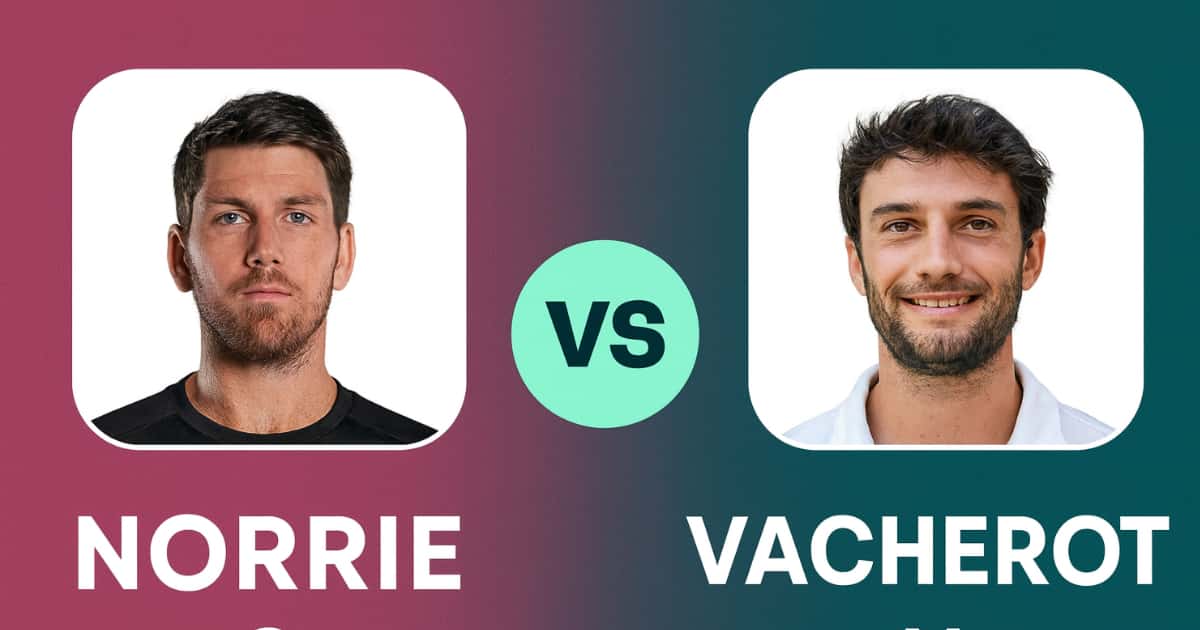 Miniatura elegante del match Norrie C. vs Vacherot V. all’ATP Parigi 2025 con sfondo sfumato moderno e stile sportivo professionale.