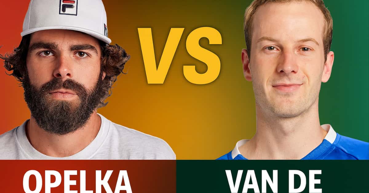 Duello ATP Basilea tra Reilly Opelka e Botic van de Zandschulp su campo indoor.