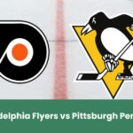Logo dei Philadelphia Flyers e dei Pittsburgh Penguins centrati su una pista di hockey ghiacciata.