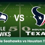 Seattle Seahawks vs Houston Texans su campo da football americano illuminato