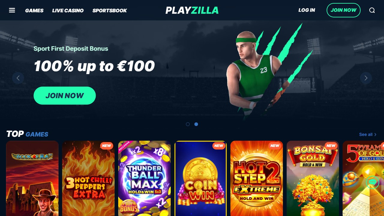 Homepage PlayZilla, screenshot del sito
