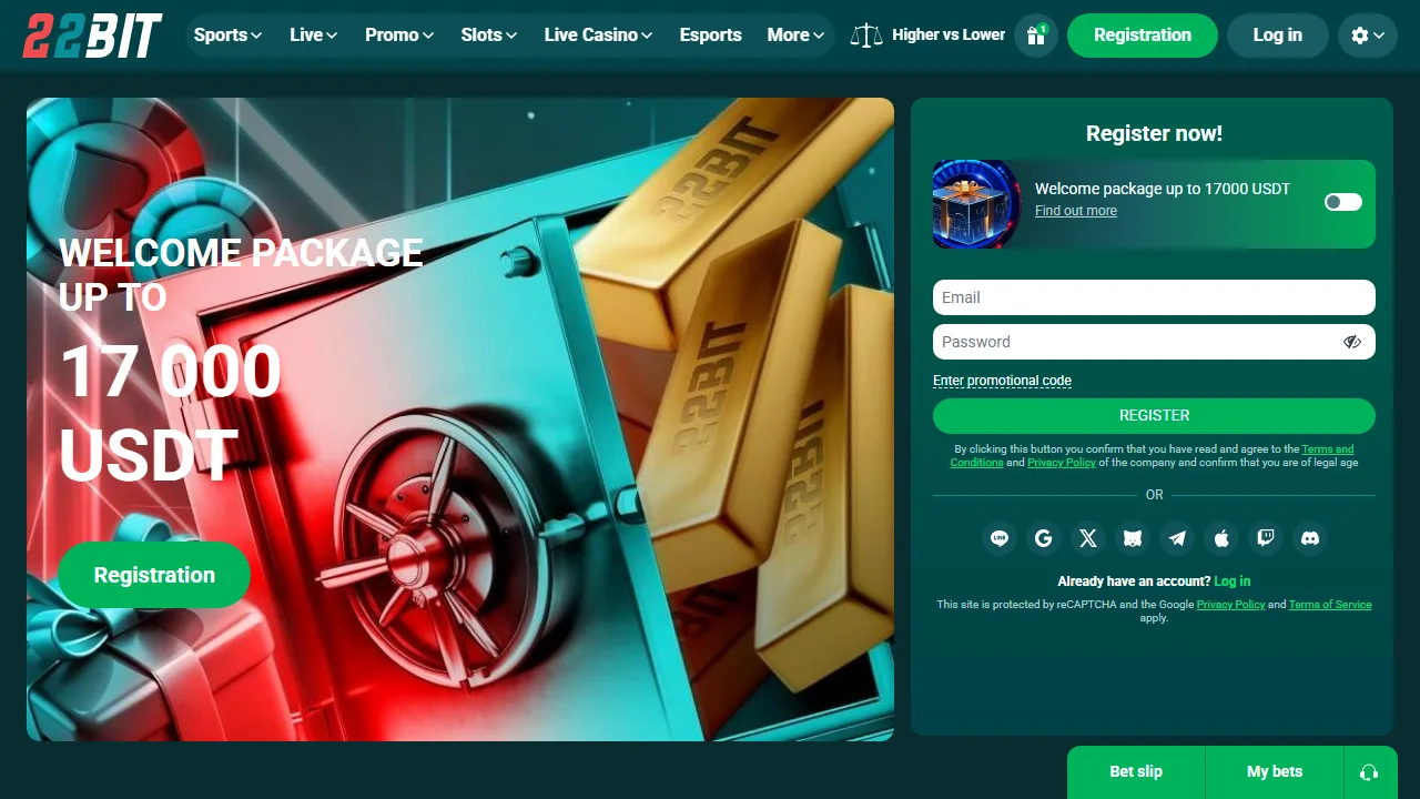 La homepage di 22bit