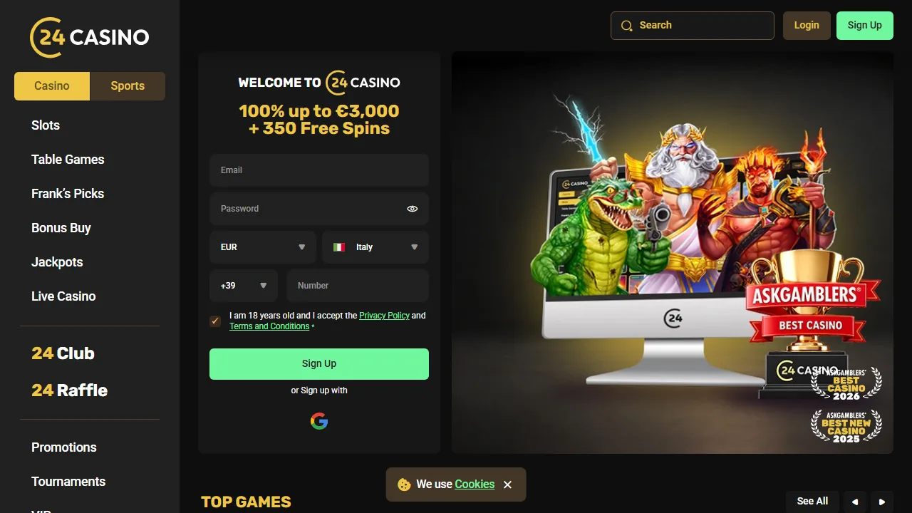 La homepage di 24-casino