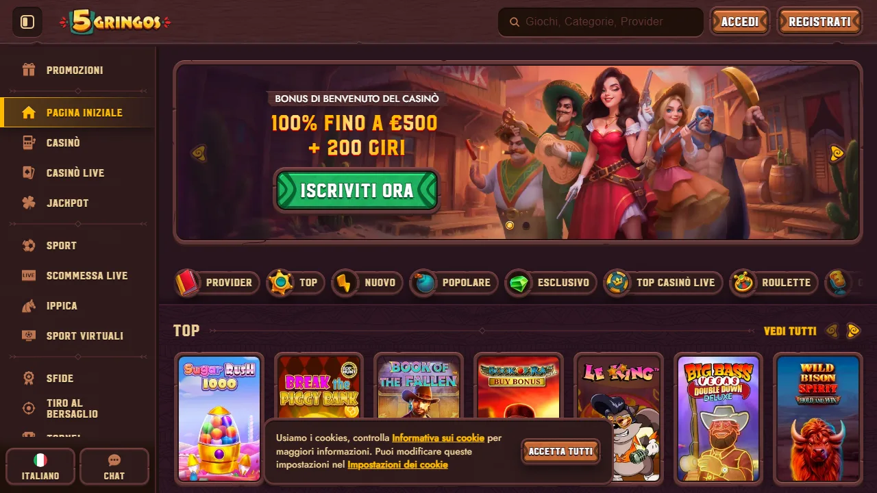 La homepage di 5gringos