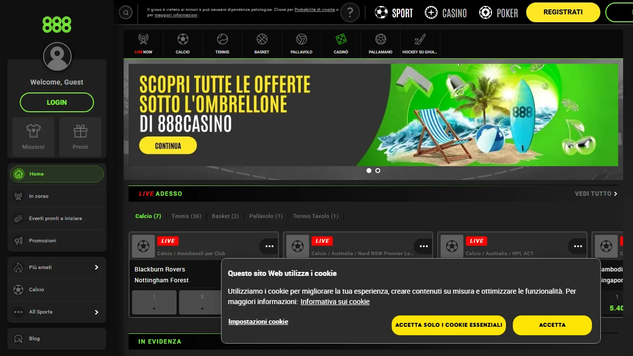 888 Sport Recensioni 4 La homepage di 888-sport