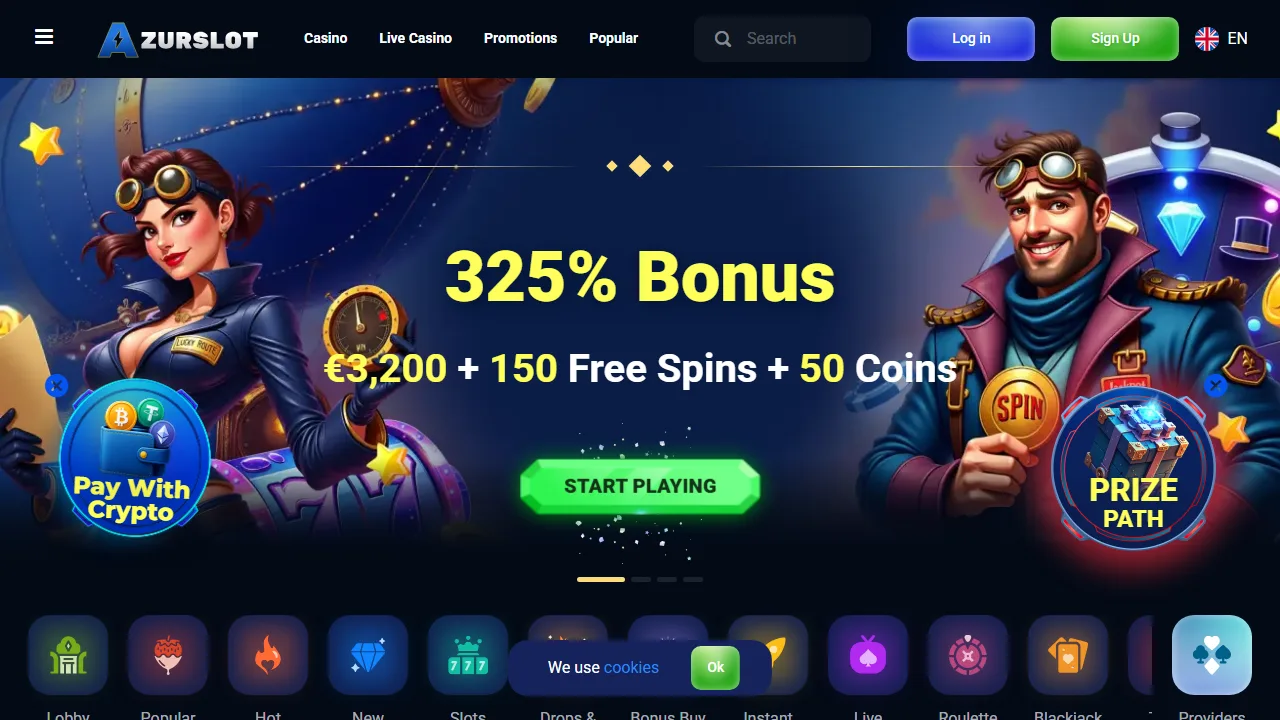 AzurSlot Recensioni 4 La homepage di azurslot