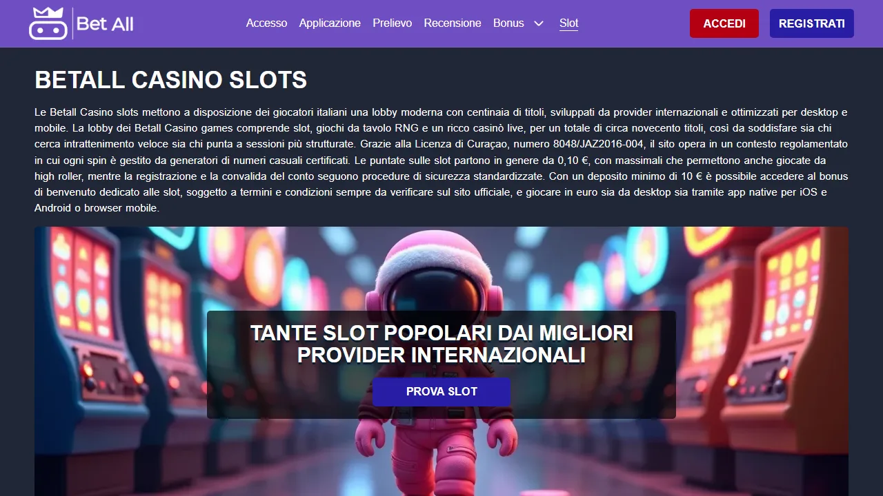 BetAll Recensioni 7 Il casinò online di betall