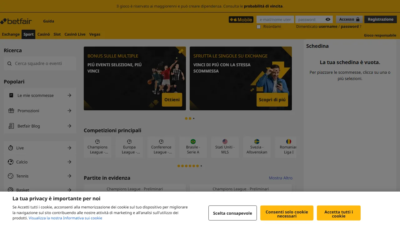 Betfair Recensioni 4 La sezione scommesse sportive di betfair