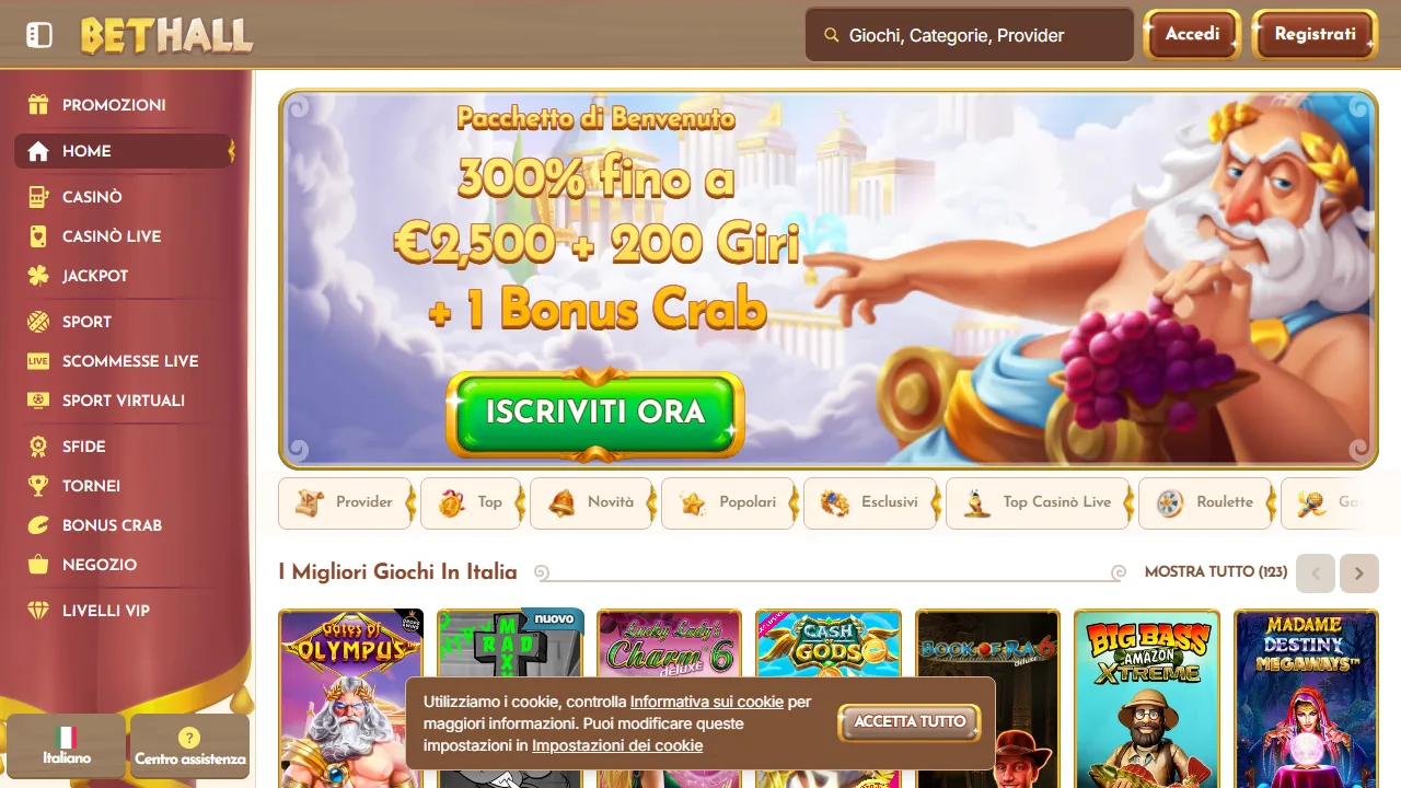 La homepage di bethall