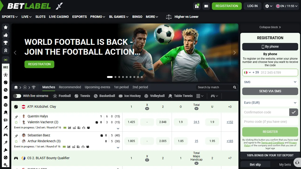 La homepage di betlabel