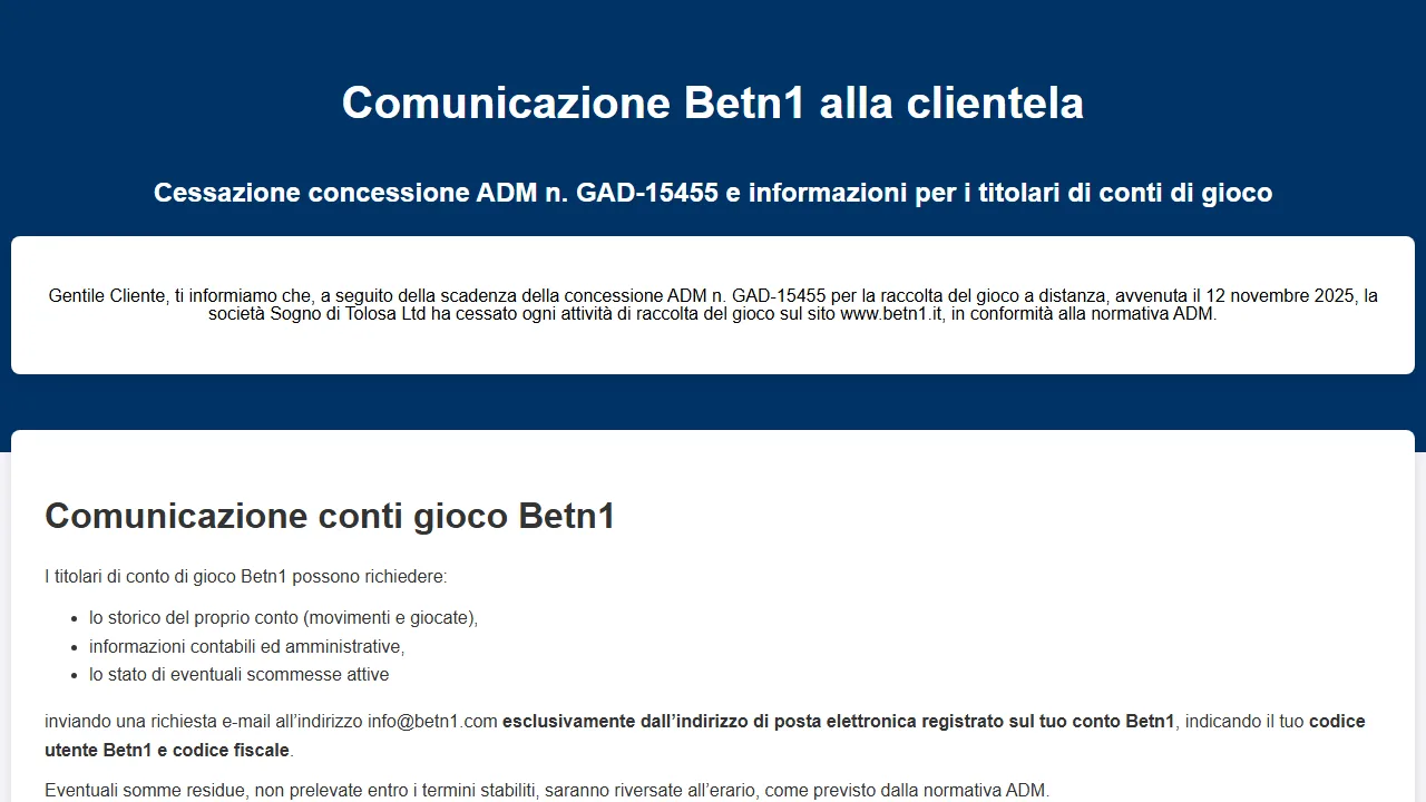 La homepage di betn1