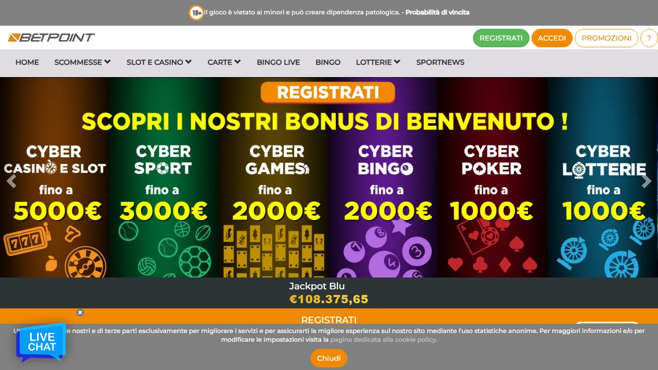 La homepage di betpoint