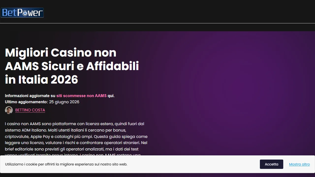 La homepage di betpower