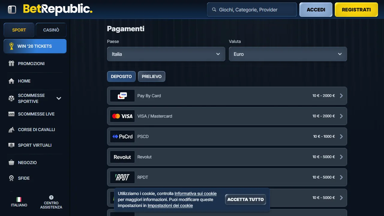 I metodi di pagamento di betrepublic