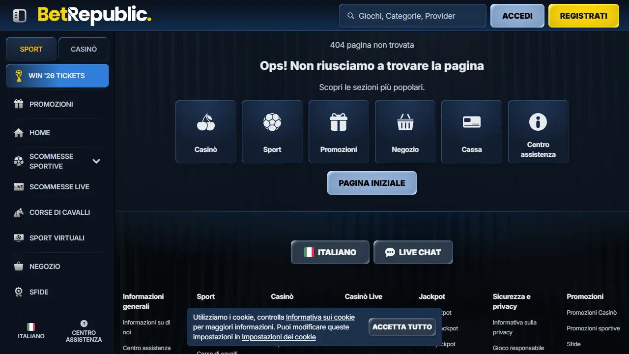 Il form di registrazione di betrepublic