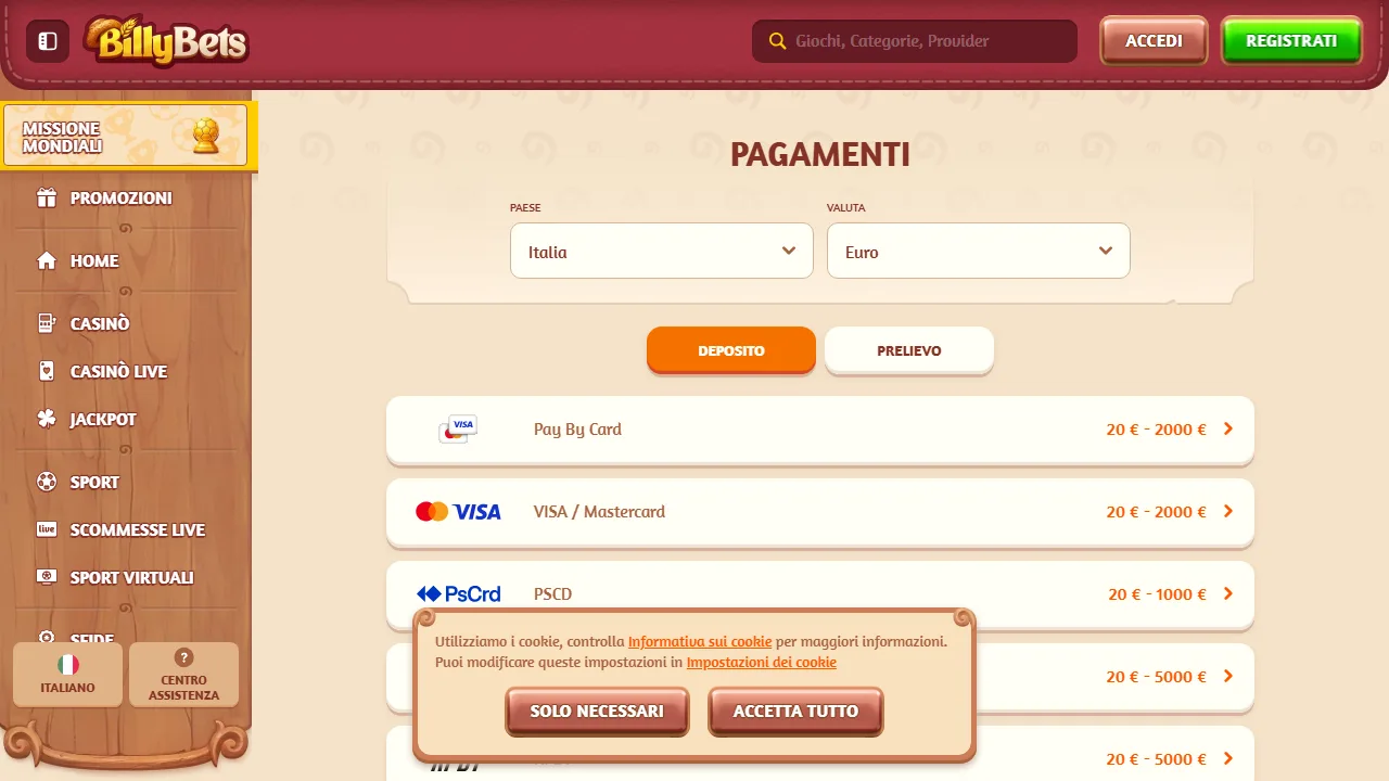 I metodi di pagamento di billybet