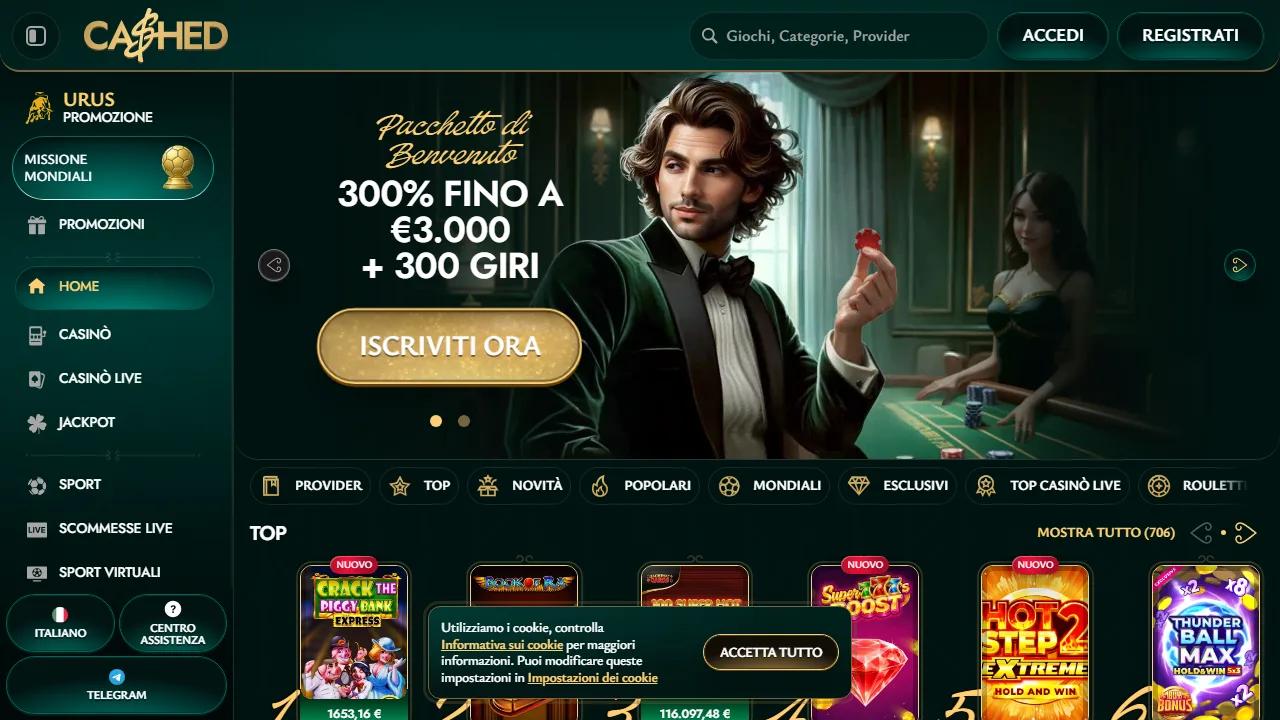 La homepage di cashed