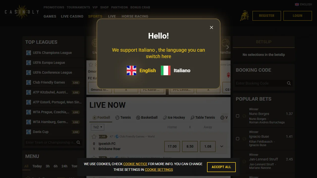 Casinoly Recensioni 5 La sezione scommesse sportive di casinoly