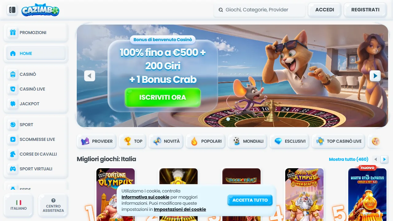 La homepage di cazimbo