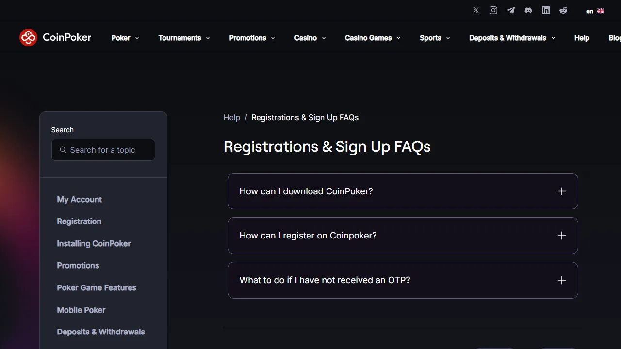 CoinPoker Recensioni 10 Il form di registrazione di coinpoker