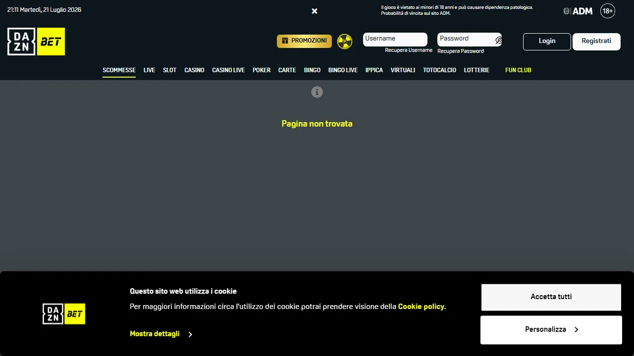 La sezione scommesse sportive di daznbet
