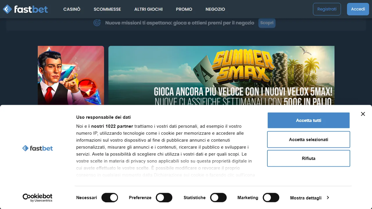 FastBet Recensioni 4 La homepage di fastbet