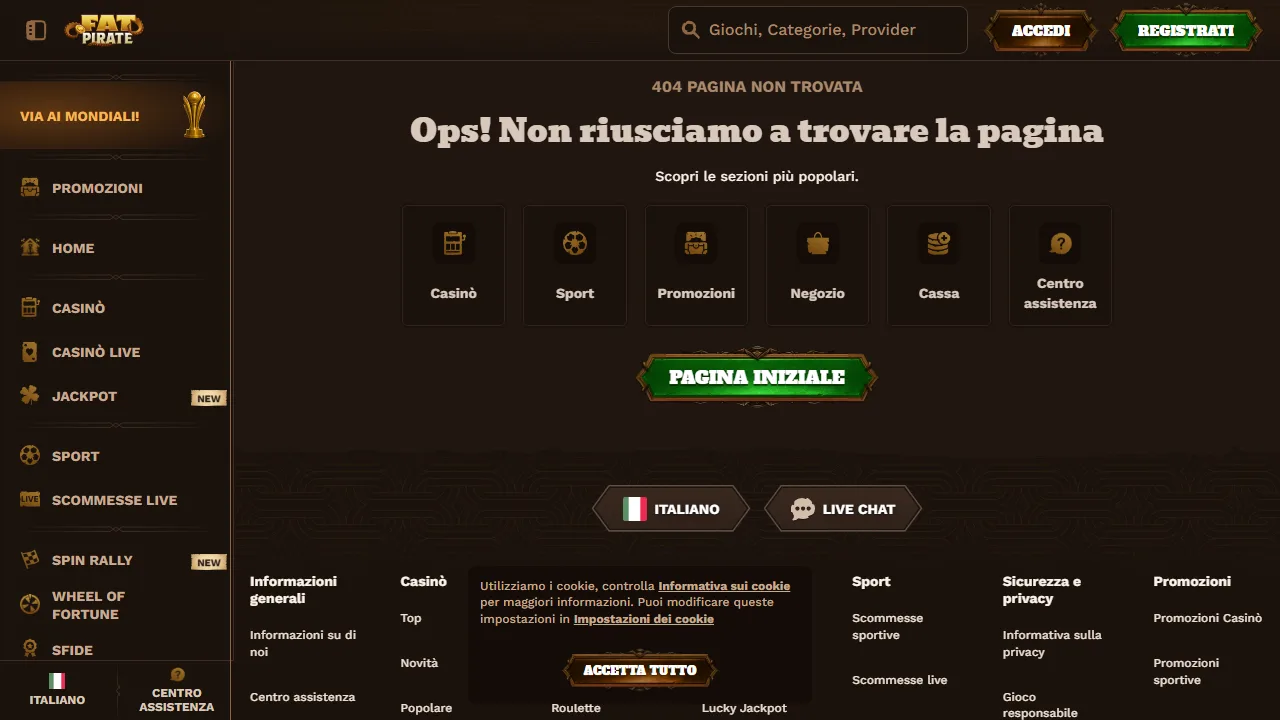 La sezione scommesse sportive di fat-pirate-casino