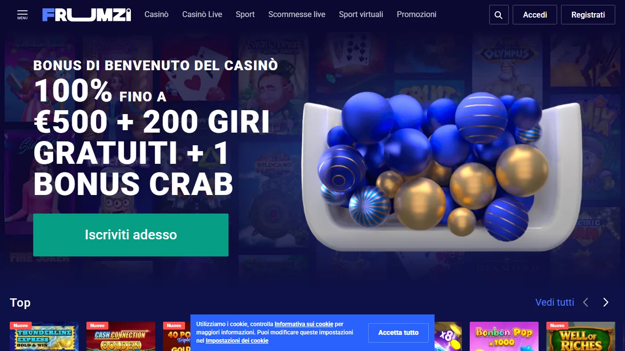 La homepage di frumzi