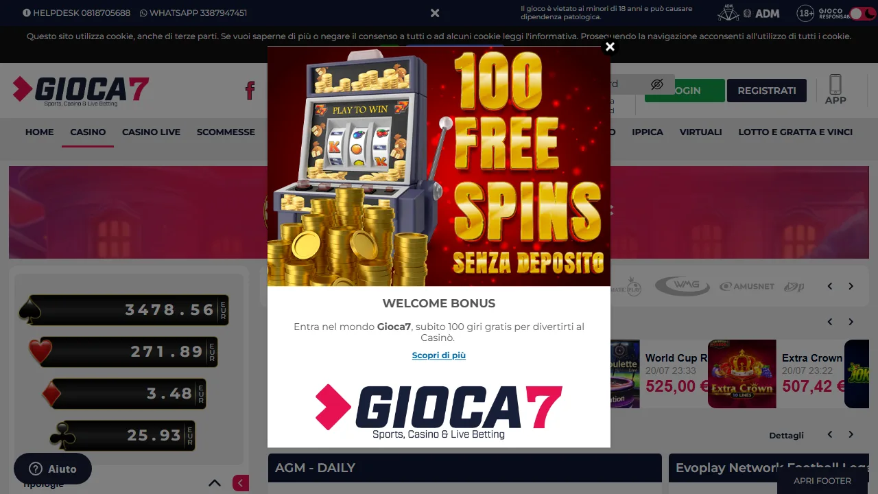 Il casinò online di gioca7