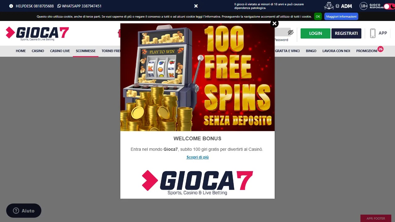 La sezione scommesse sportive di gioca7