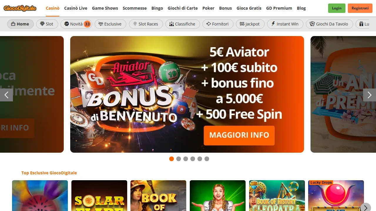 La homepage di giocodigitale