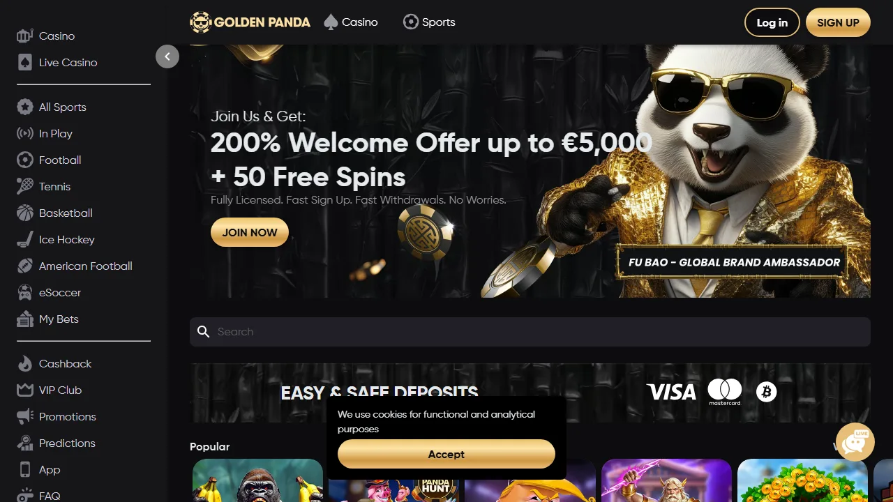 La homepage di golden-panda