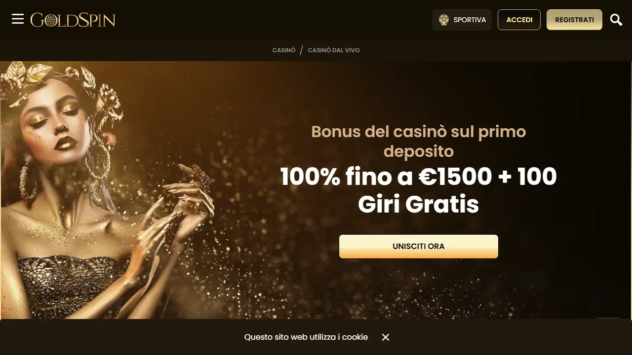La homepage di goldspin