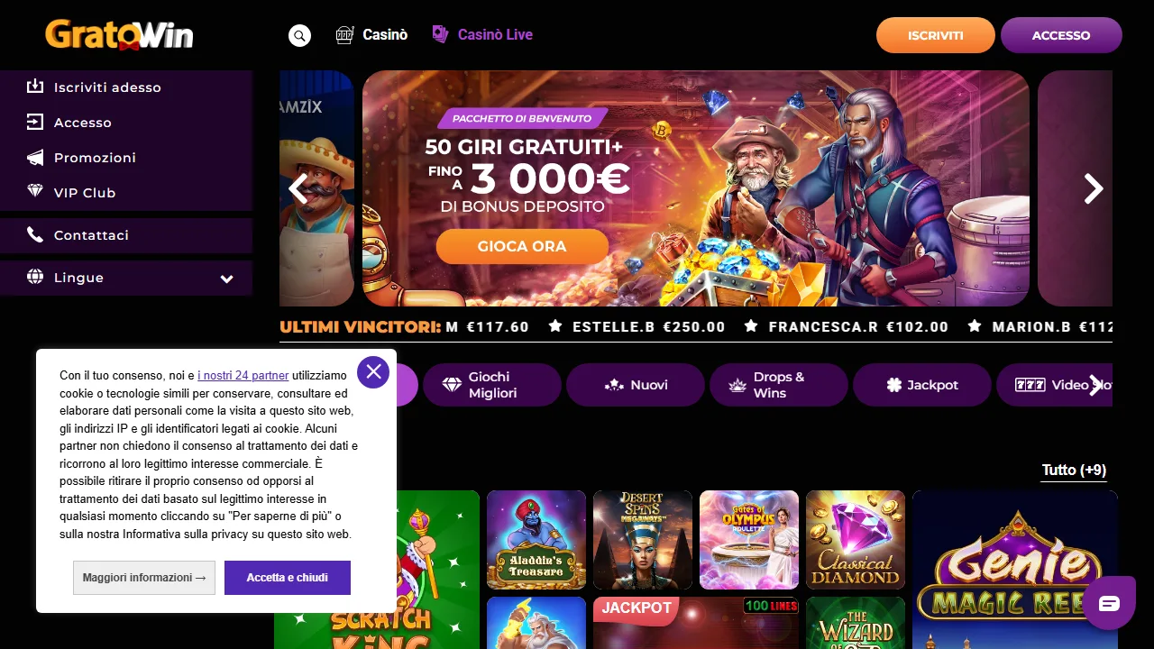 Il casinò online di gratowin