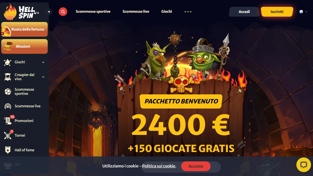 Il form di registrazione di hellspin