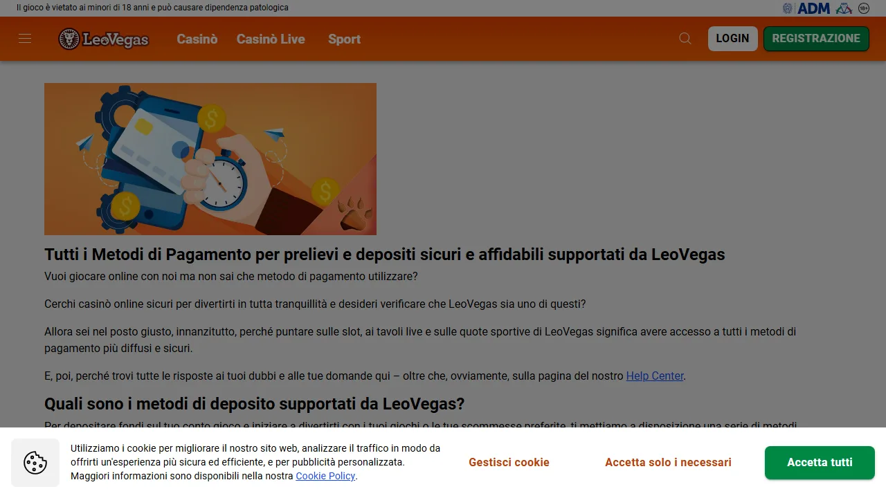 I metodi di pagamento di leovegas