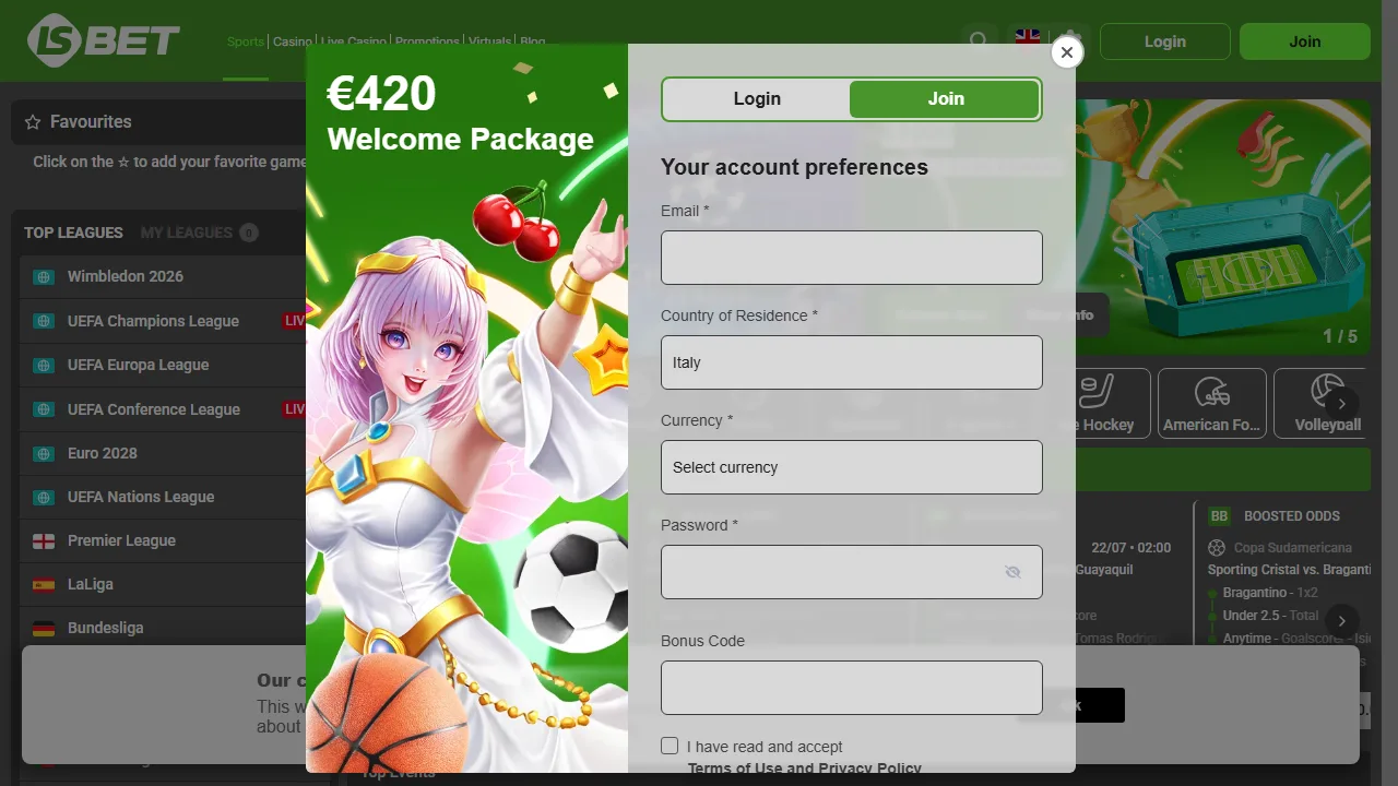 LSbet Recensioni 10 Il form di registrazione di lsbet