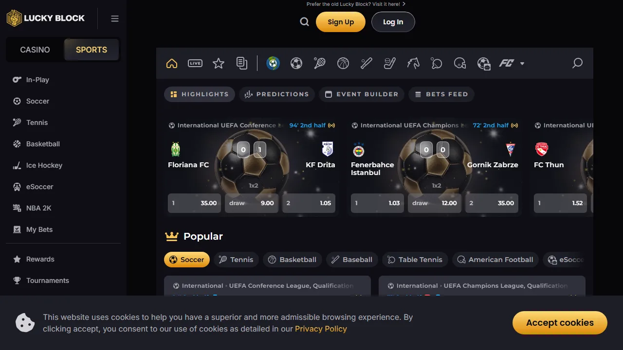 Lucky Block Recensioni 5 La sezione scommesse sportive di lucky-block