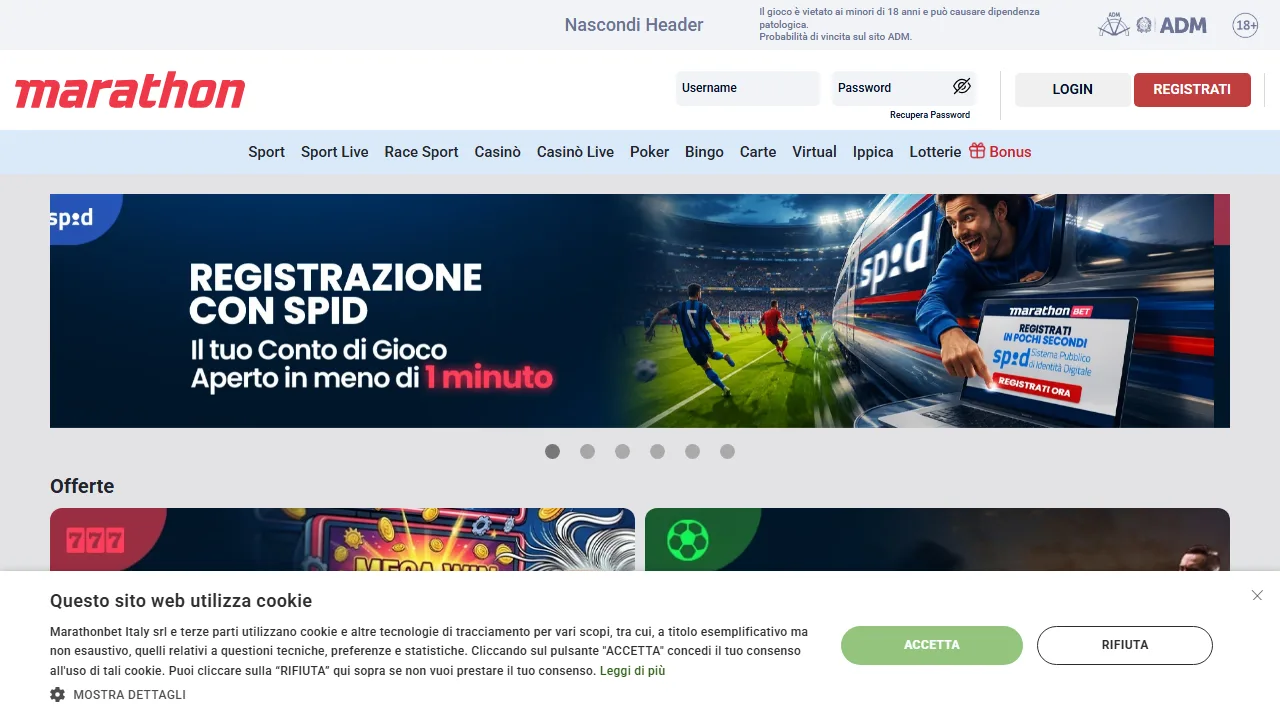 MarathonBet Recensioni 4 La homepage di marathonbet