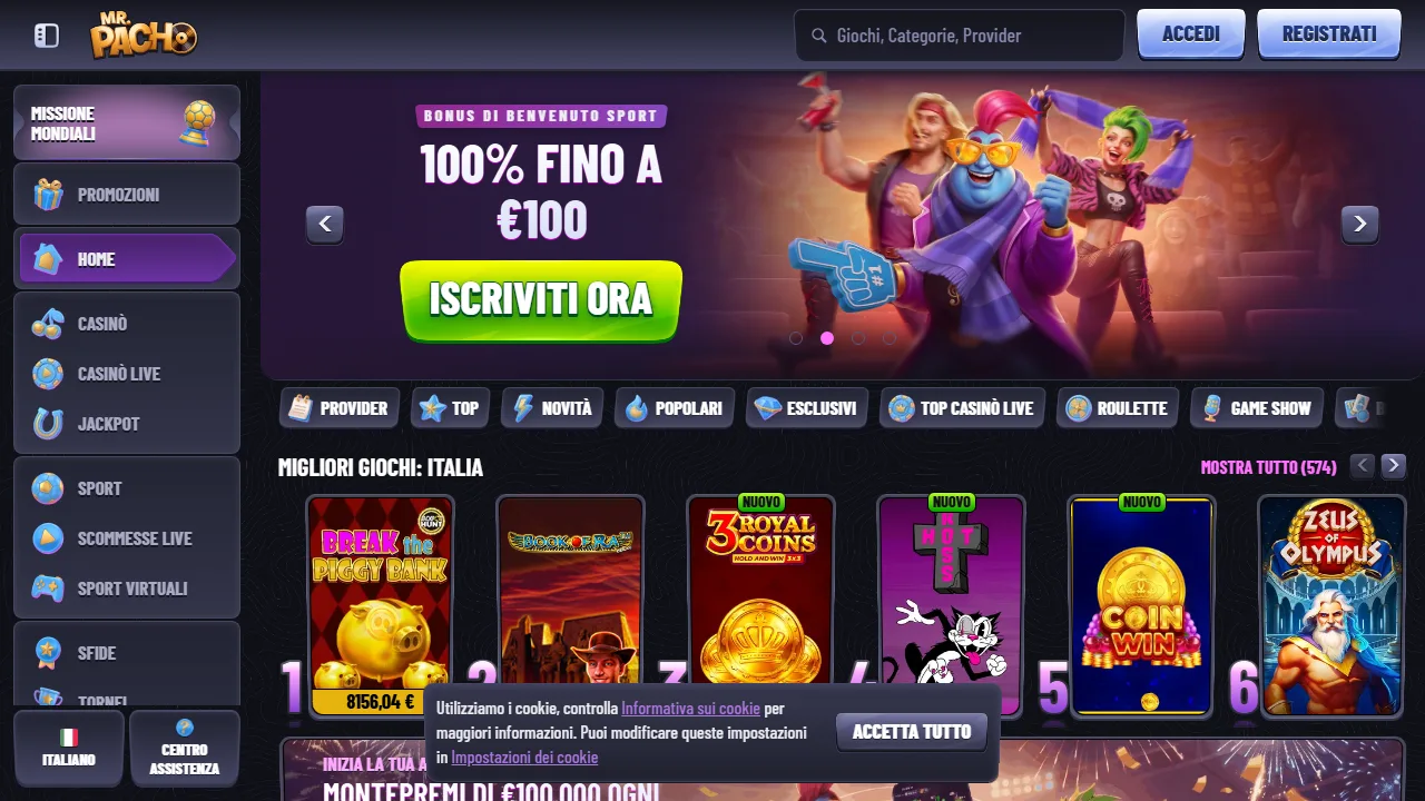 La homepage di mr-pacho-casino