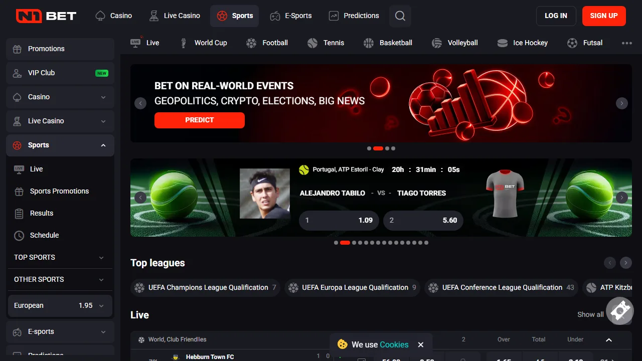 La sezione scommesse sportive di n1-bet