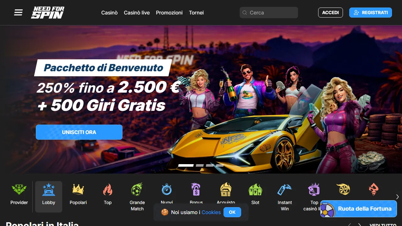 La sezione scommesse sportive di need-for-spin