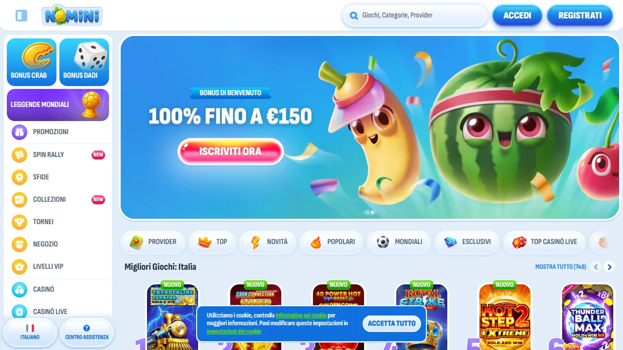 La homepage di nomini