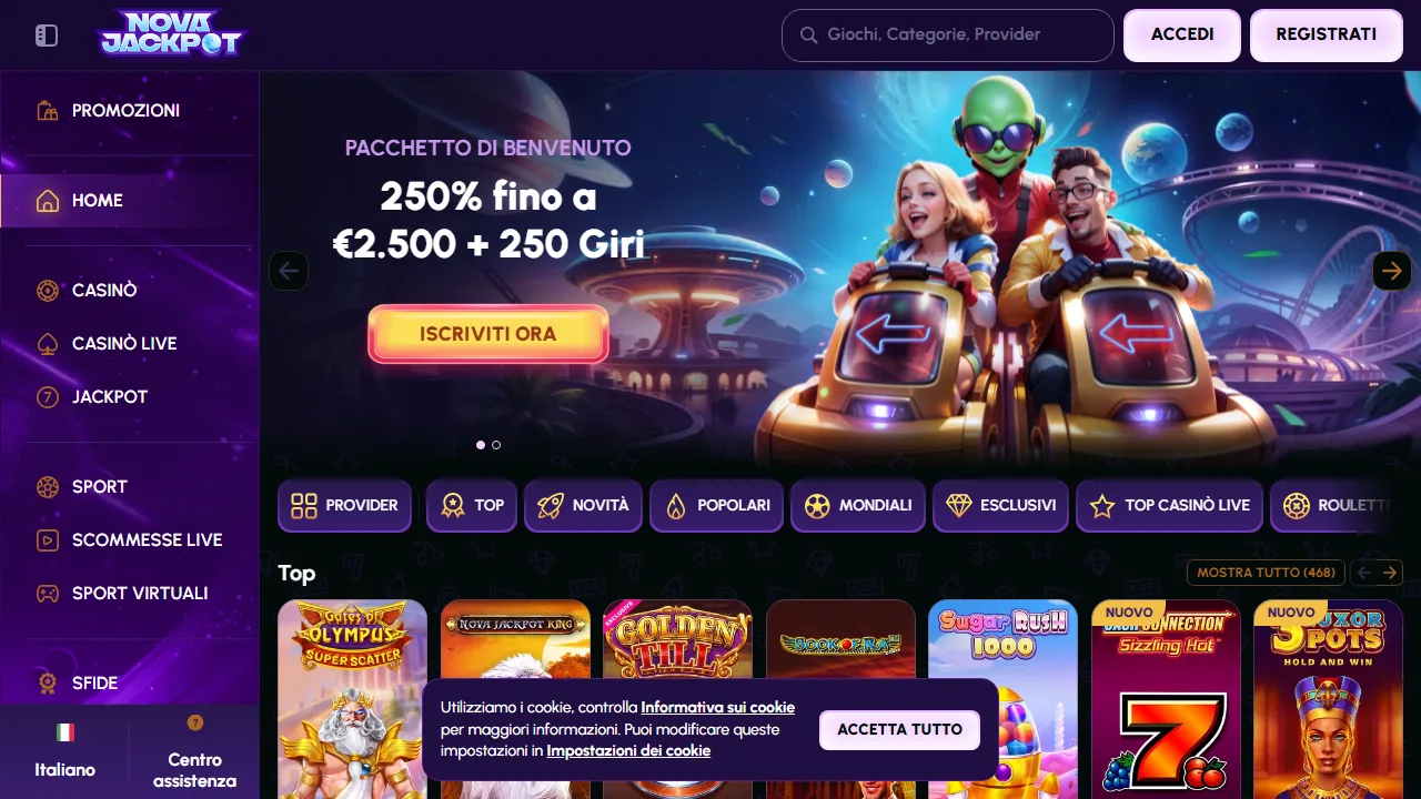 La homepage di nova-jackpot-casino