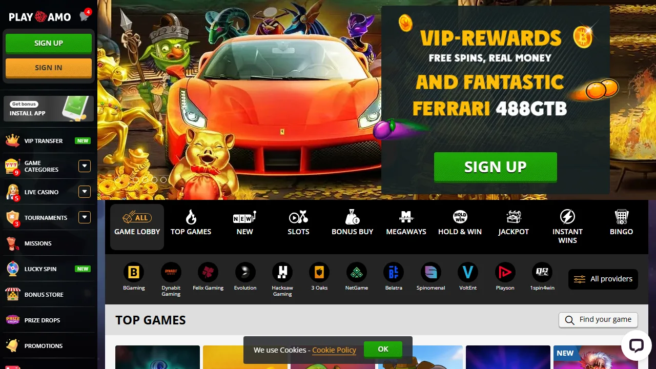 La homepage di playamo